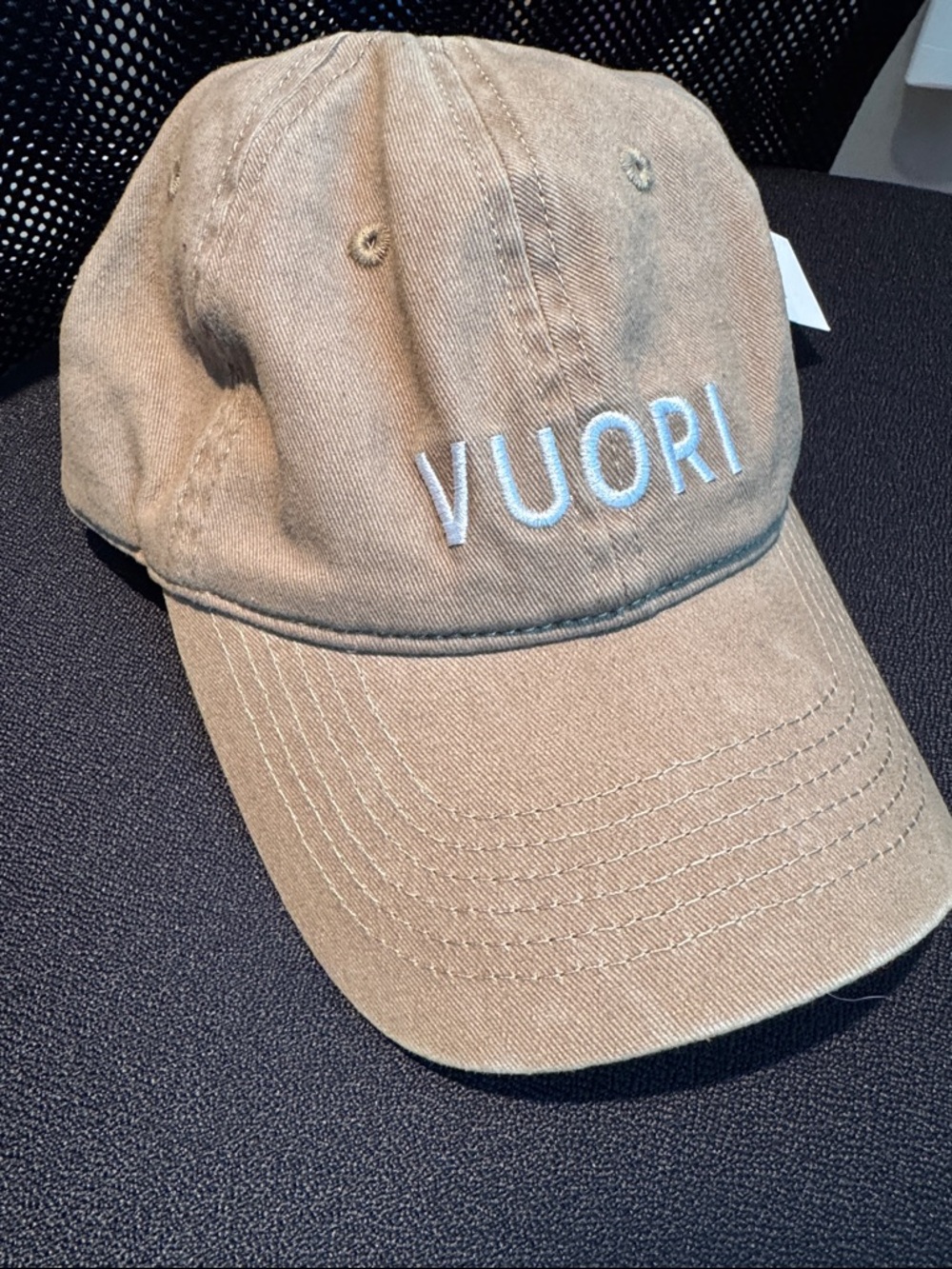 Vuori Khaki Tan Cap with White Embroidered Logo NWT